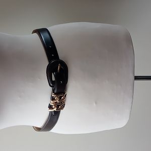 Anne Klein ll Leather Belt with Gold Buckle